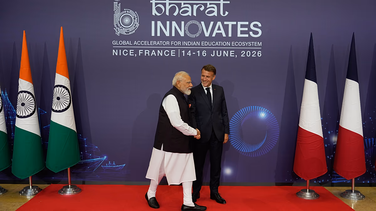 Macron and Modi meet in France for Indian tech showcase